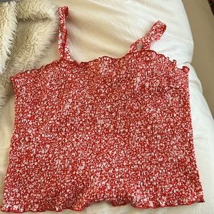Red flower crop top tank! Size XL